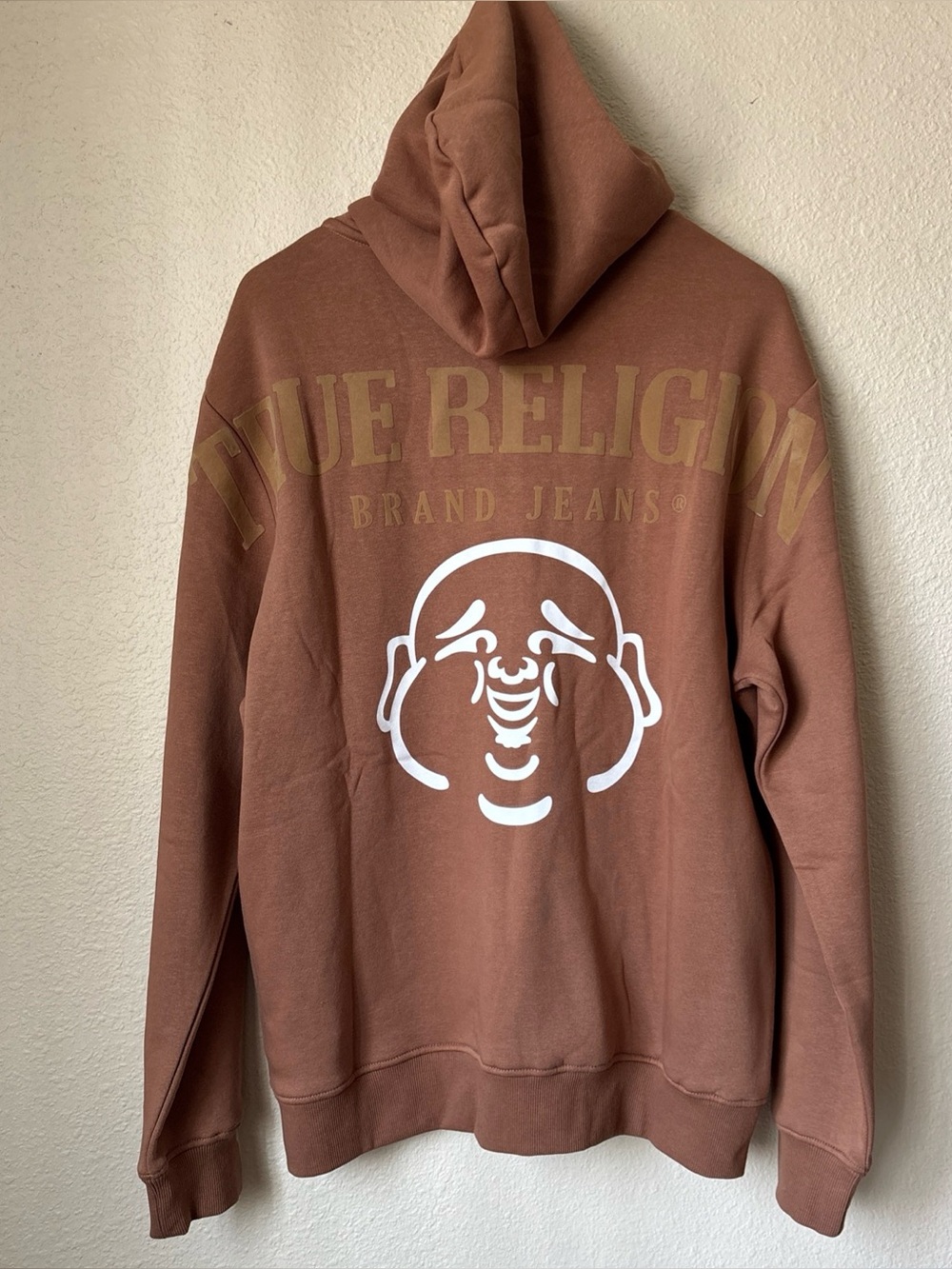 TRUE RELIGION Buddha Zip Hoodie Men's Large Thrush Brown Thick Oversize, NWT